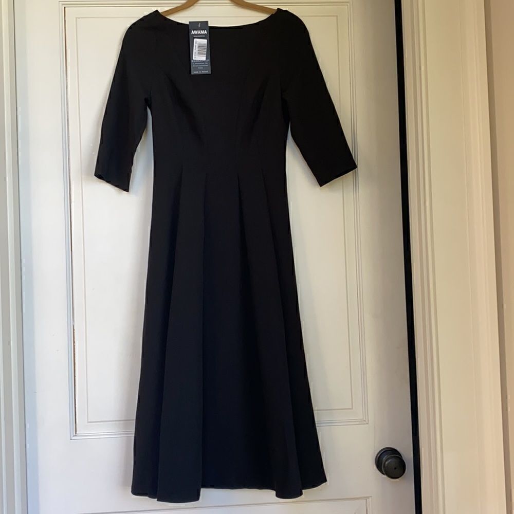NEW Black Midi Dress With Elbow Length
